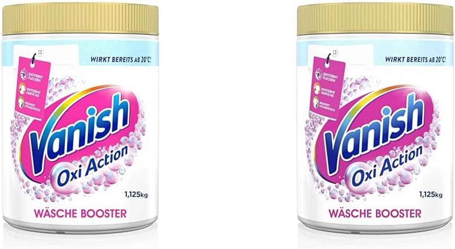 Vanish Oxi Action Powerwhite Powder - 1 X 1,125 Kg - odstraňovač skvrn a prášek pro zlepšení prádla bez chlóru - na bílé prádlo Prací prostředky Naty Shop