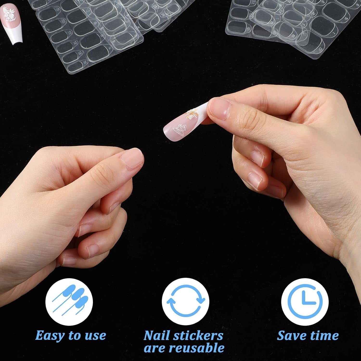 15 coli/450 bucăți tampoane adezive pentru unghii, 15 dimensiuni tampoane adezive transparente pentru unghii, gel jeleu față-verso, autocolant adeziv pentru unghii, presare pe unghii, tampoane adezive pentru accesorii de decorare manichiură DIY