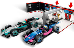 LEGO City garáž F1 se závodními auty Mercedes-Amg a Alpine - Závodní auto Formule 1 se 2 řidiči a 4 mechanickými minifigurkami - Dárek pro chlapce a dívky 7+ a fanoušky 60444 Stavebnice Besuche den LEGO-Store