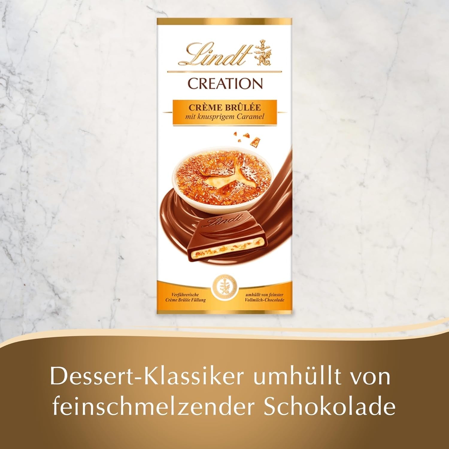 Lindt Schokolade Creation Créme Brûlèe Tafel | Crème Brûlée Füllung Mit Knusprigem Karamell, Umhüllt Von Feinster Vollmilch-Schokolade | Schokoladentafel | Schokoladengeschenk, 150G Naty Shop