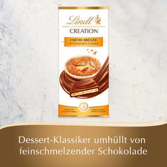 Bar Crème Brûlée Lindt Chocolate Creation | Crème Brûlée náplň s křupavým karamelem, přelitá tou nejjemnější mléčnou čokoládou | Čokoládová tyčinka | Čokoládový dárek, 150g