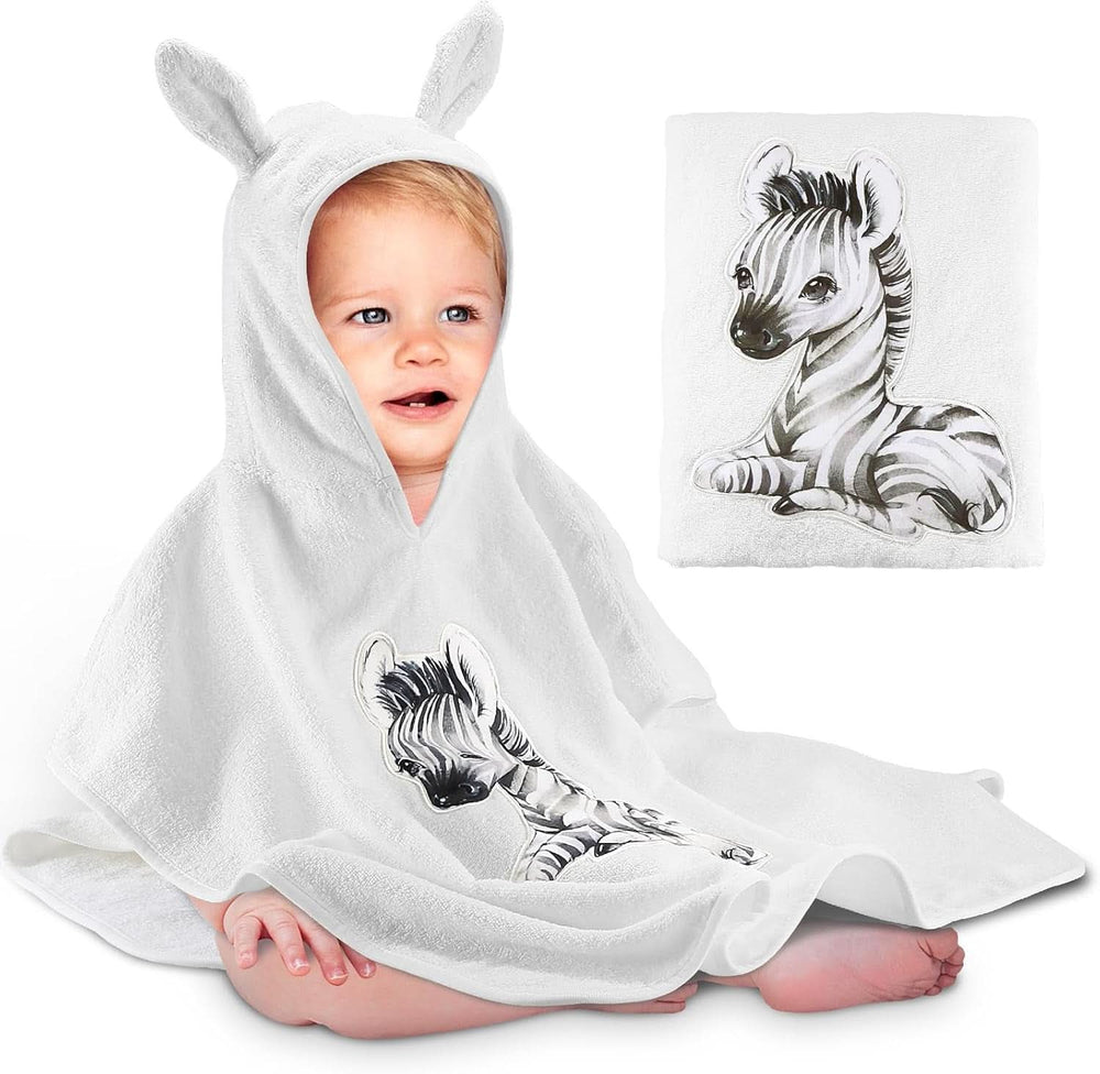 Oeko TEX dětské koupací pončo, 100% bavlna Mother and Child Naty Shop White - zebra