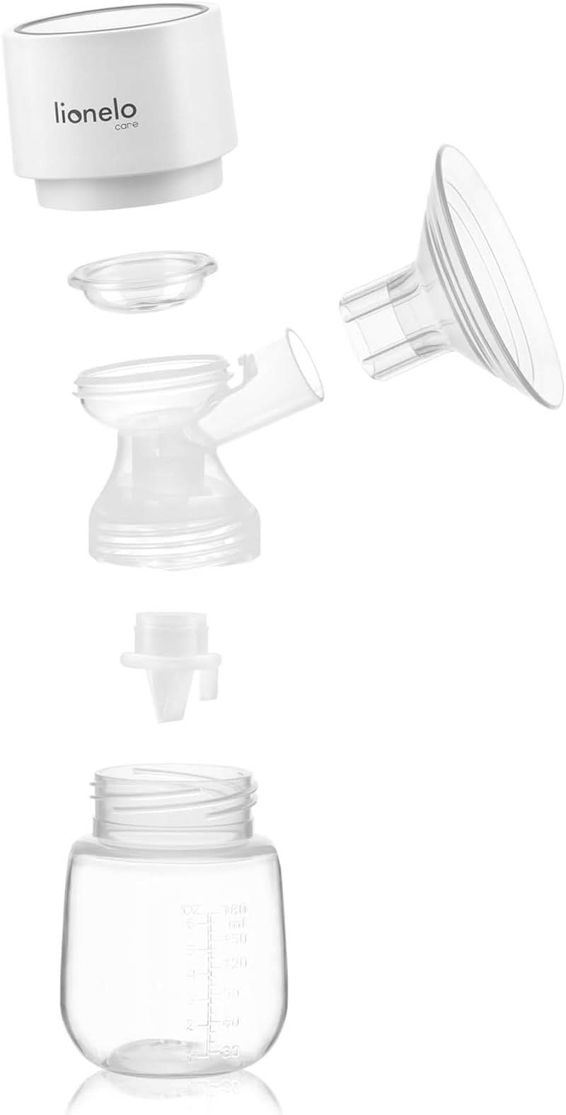 LIONELO Fidi One Akumulátorová odsávačka mateřského mléka 180 ml, 3fázová přenosná odsávačka mateřského mléka, 9stupňová energeticky úsporná masáž, silikonový trychtýř 26mm Doba chodu 120min Bez Bpa Příslušenství Jídlo a kojení Bebe Naty Shop