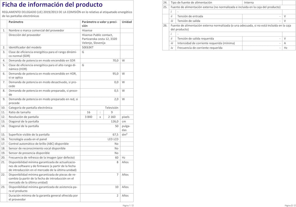 Televizor LED Hisense 50E63KT, 50 de inci, Smart TV UHD 4K