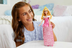 Mattel DISNEY Princess Aurora – panenka s typickým oblečením, odnímatelné boty a diadém, třpytivý top a odepínatelná vzorovaná sukně, dlouhé stylové vlasy, panenky HLW09 Naty Shop