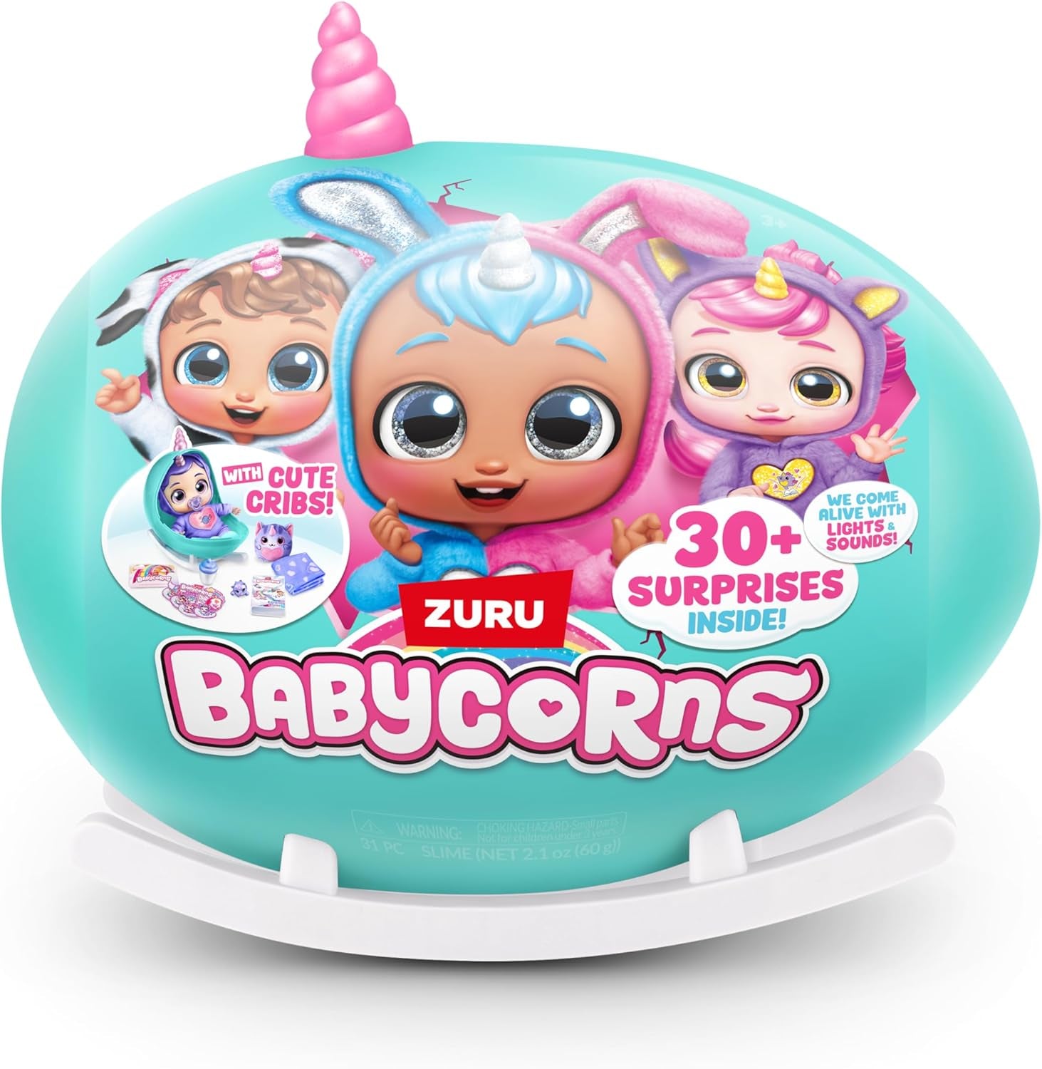Babycorns Seria 1 de ZURU Păpușă Magică Pisică (Mac) cu Accesorii, Jucărie Surpriză Despachetare pentru Copii, Fete