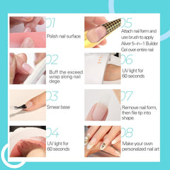 Gel de întărire Builder 5 în 1 15 ml, Gel de întărire pentru unghii, Gel de întărire pentru unghii, Ojă UV/LED pentru extensii de unghii, Extensii, Nail Art, Autocolante, Gel de întărire pentru unghii cu gel (Alb)