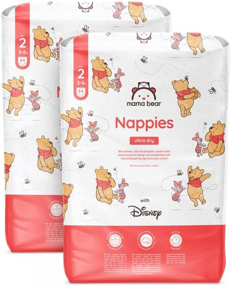 Značka Amazon: Mama Bear Disney Ultra Dry plenky, velikost 3 (4–9 kg) – měsíční krabička, bílá, počet 172 (2 balení po 86)