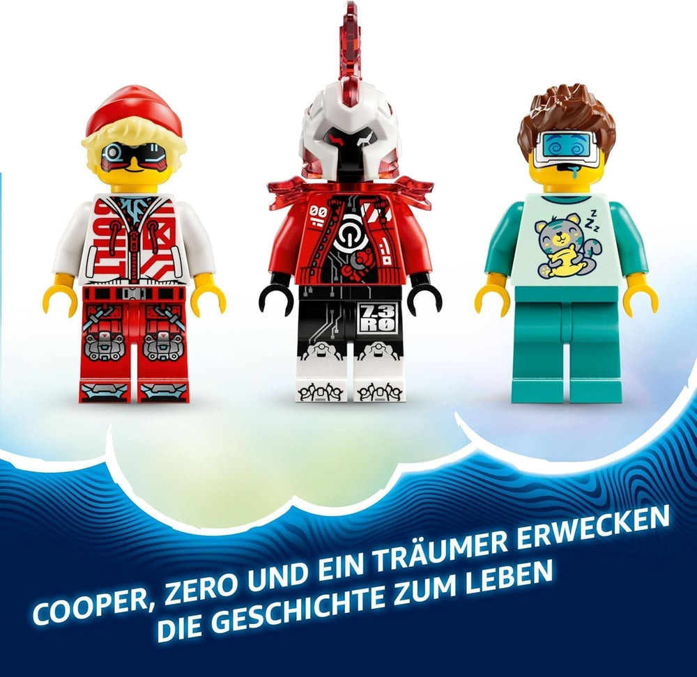 LEGO Dreamzzz Cooper's Tiger Mech a Zero'S Hot Rod Car, Autíčko pro děti, Dárek pro 9leté chlapce a dívky, Hrací sada 2 v 1 s robotem a minifigurkami 71497 Stavebnice Besuche den LEGO-Store