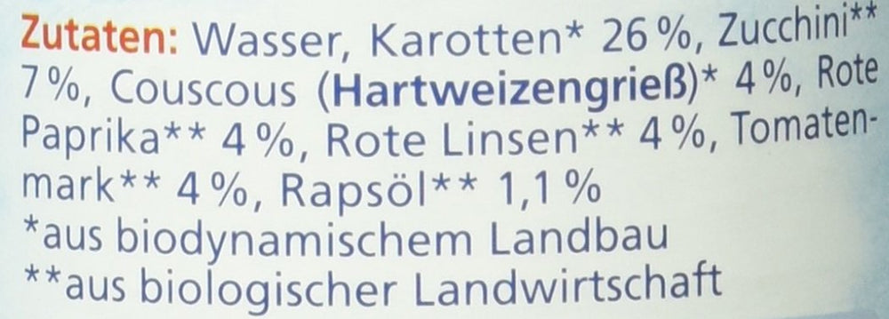 Bio čočkový guláš s kuskusem (od 6 měsíců), 190g