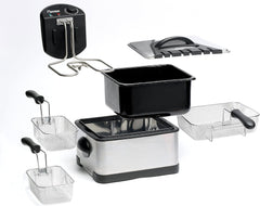 Olejová fritéza Bestron XL Se 3 fritovacími koši, Včetně technologie studené zóny a vyjímatelné nádoby na olej, 4 litry, 2000 W Domácí spotřebiče Naty Shop