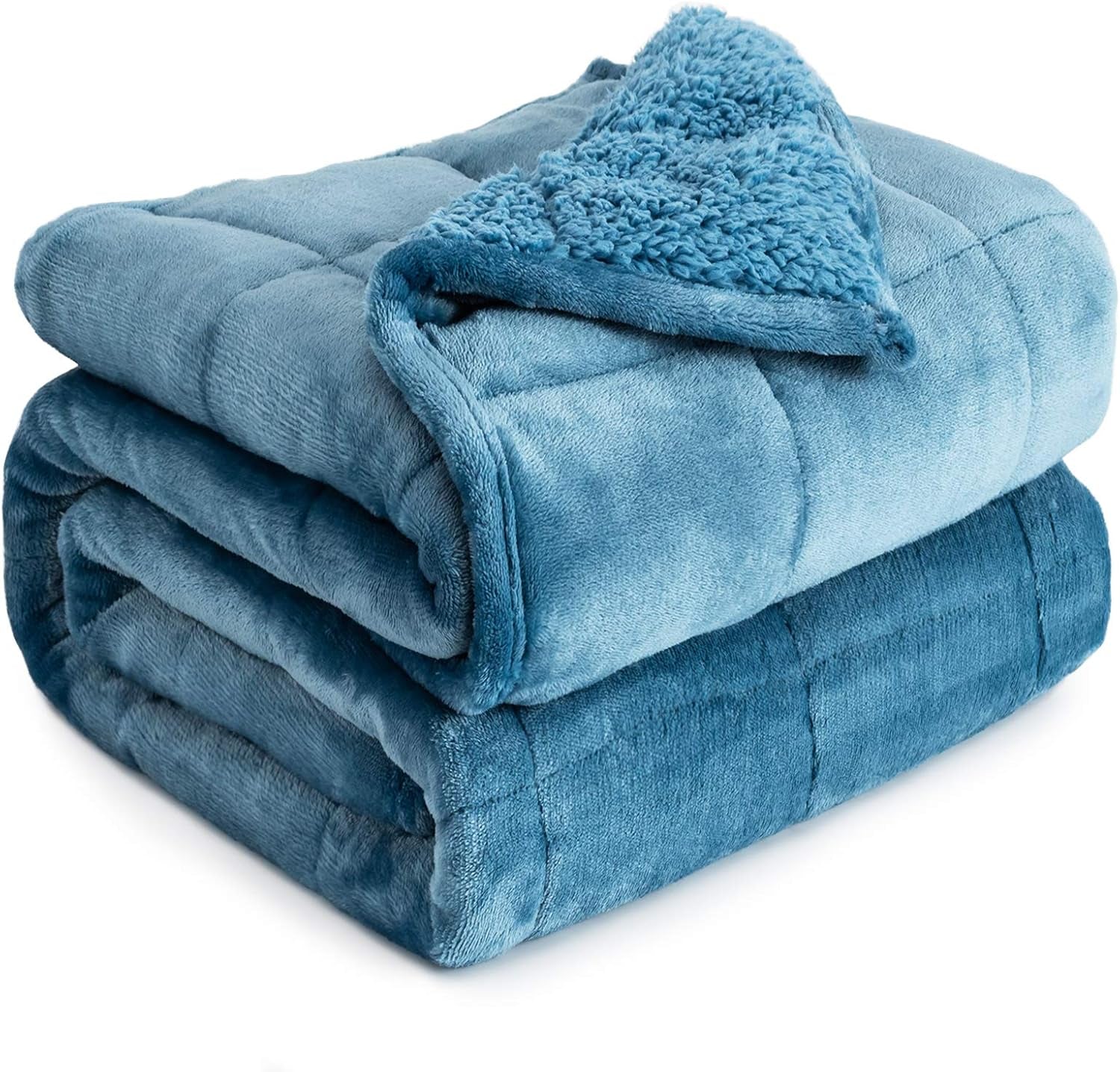 Pătură cu greutate Cottonblue, 6,8 kg, dimensiunea reginei, flanel, Shaggy, Sherpa, pătură cu greutate pentru adulți, pături cu greutate confortabile pentru a calma și relaxa, plapume grele, 152.4 X 203.2 Plapumi si pilote Naty Shop Slate albastru 60 * 80 15Lbs