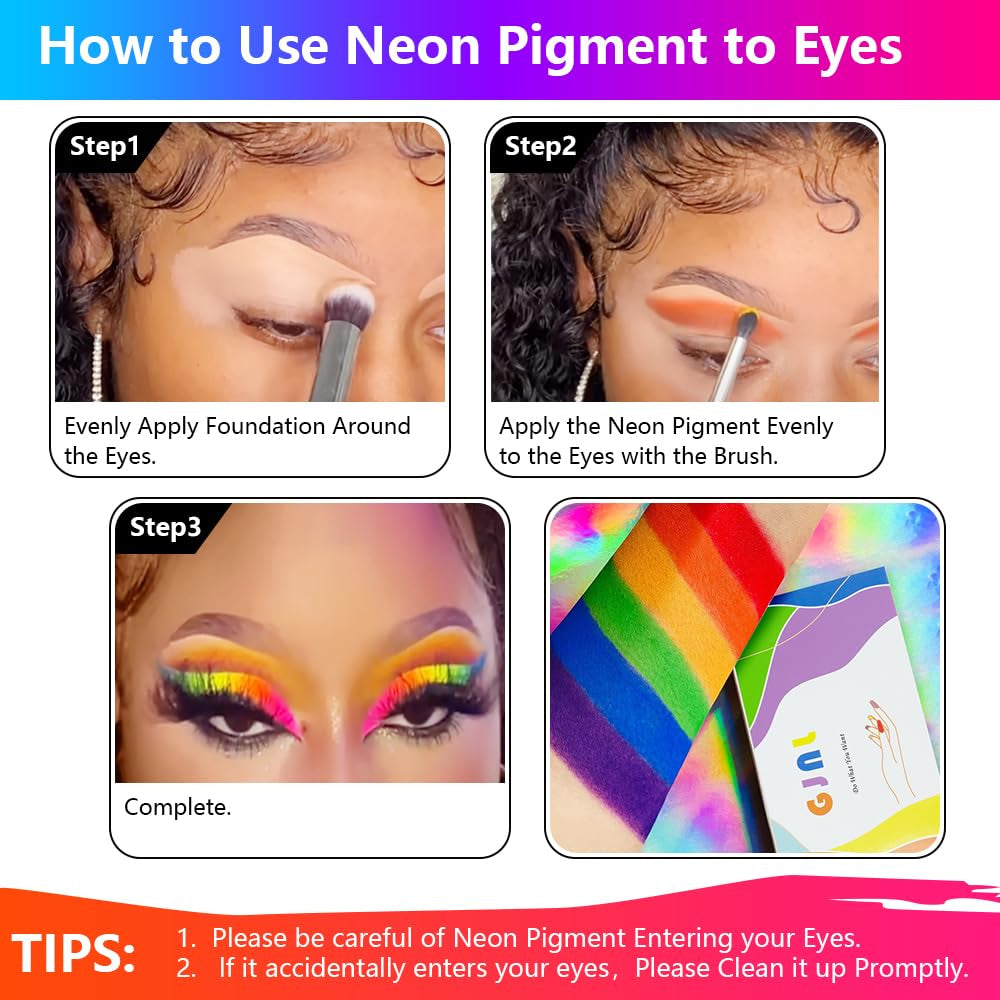 Neon Phosphor Pigment Pulver Für Nägel Lidschatten - 12 Colors Neon Nagel Glitzer Augenpulver Maniküre Halloween Neon Make-Up Dekoration Nail Art Staub Pigment