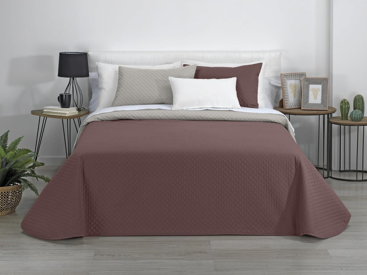 Estoralis | AVA | Oboustranná butiková přikrývka | Pro všechna roční období | Barva - béžová/hnědá | Pro postel 120/135 cm. postel. (230 X 270 Cm. Ancho X Alto) | Prošívaná přikrývka Přikrývky a přikrývky Naty Shop Výchozí název