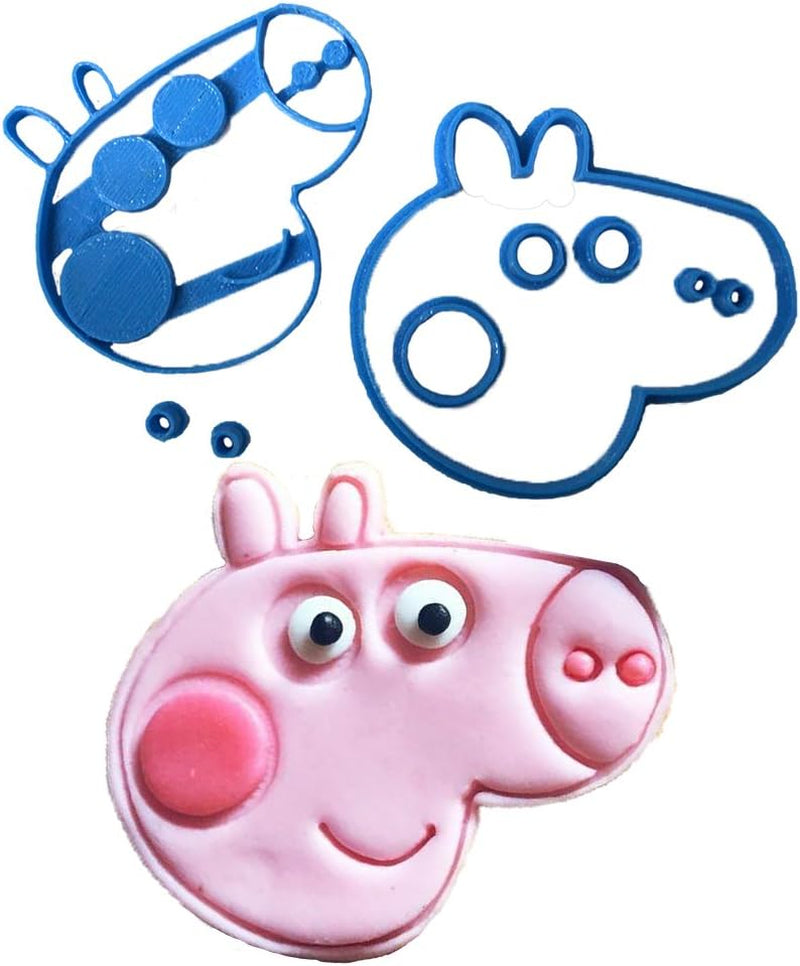 Formă de tăiat fondant Peppa Pig, plastic, albastră, 8 x 7 x 1,5 cm
