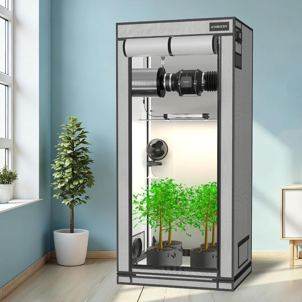 Aygrochy Grow stan 60x60x160cm vnitřní pěstební stan s reflexním bílým PEVA odnímatelným spodním tácem pro prostor pro pěstování rostlin