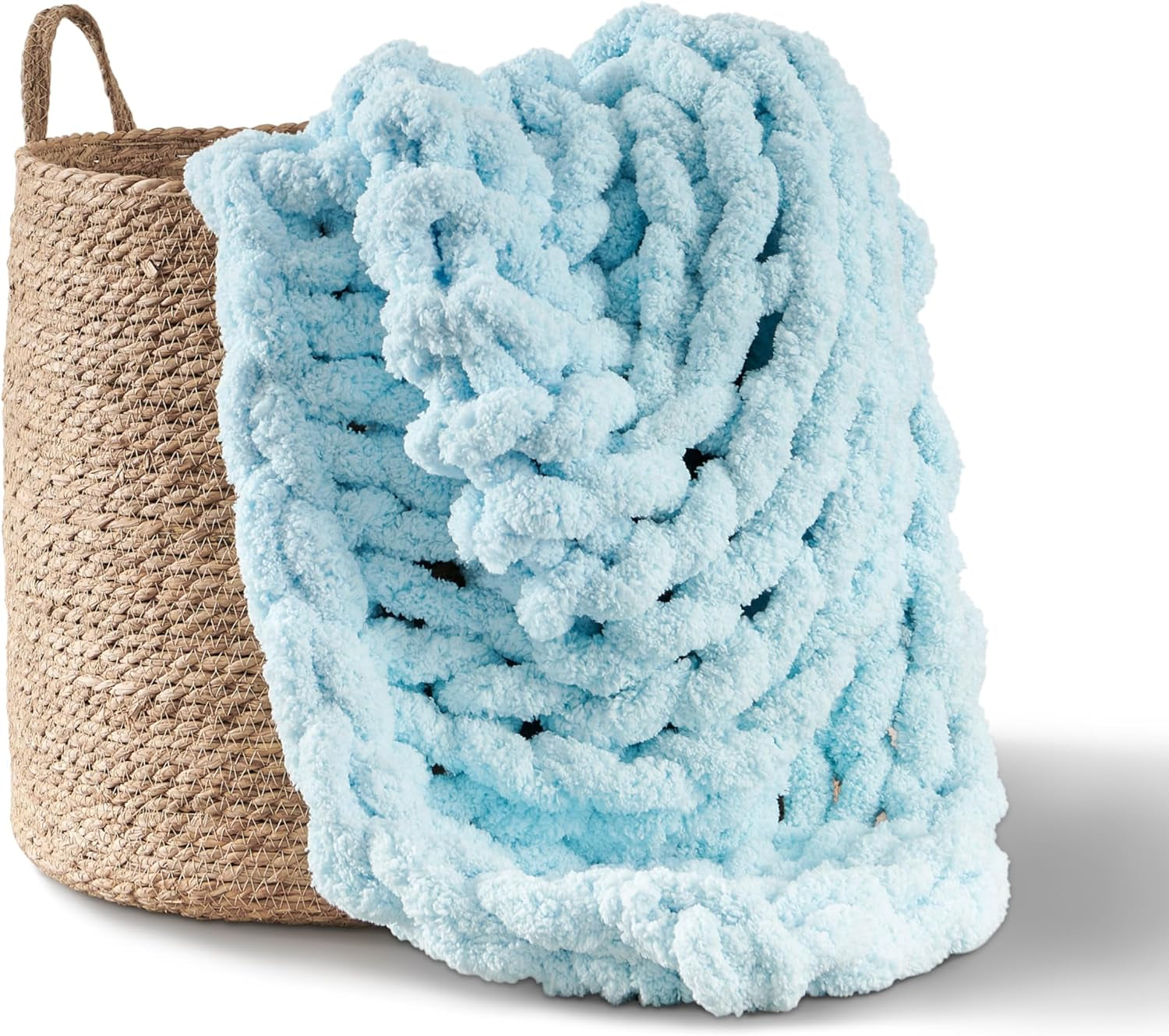 Masivní pletená deka, přehozená, 100% ručně pletená jumbo žinylkovou přízí (127 X 152,4 cm, šeříkově šedá) Postele a přikrývky Adyrescia Světlá, modrá 50 "X60"