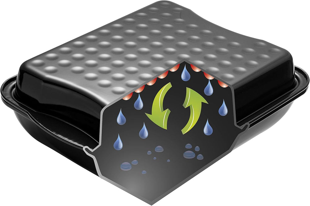 Dr. Oetker Maxi-Bräter Mit Deckel BACK-IDEE KREATIV, Brat- Und Auflaufform Aus Hochwertigem Stahlblech Mit Emaillierung, Eckige Form, Schnitt- Und Kratzfest - Spülmaschinengeeignet in Schwarz Formy a plechy na pečení Naty Shop