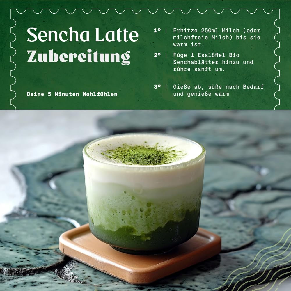 Naturalebio Ceai japonez Sencha – 200 g Ceai verde organic – 100% ceai verde Sencha pur și natural - vrac în frunze din prima recoltă – produs organic cultivat în Japonia