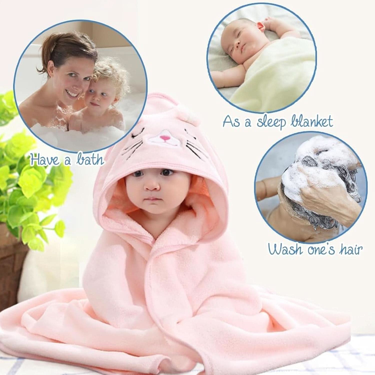 Balení 3 dětských ručníků s kapucí 80 x 80 cm Mother and Child Naty Shop