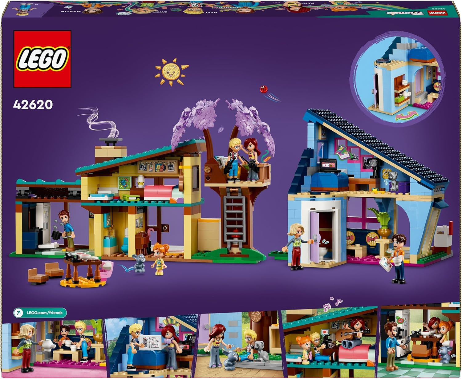 LEGO Friends Rodinný dům Ollyho a Paisleyových, Domeček pro panenky s figurkami a doplňky, Dvoupatrový domeček a domeček na stromě, Kreativní dárek pro dívky a chlapce 7+ 42620 Stavebnic Besuche den LEGO-Store