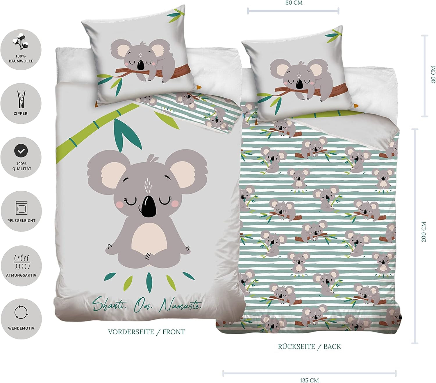 Lenjerie de pat copii si adolescenti, unisex, Ursulet Koala, bumbac Lenjerie de pat - copii Naty Shop