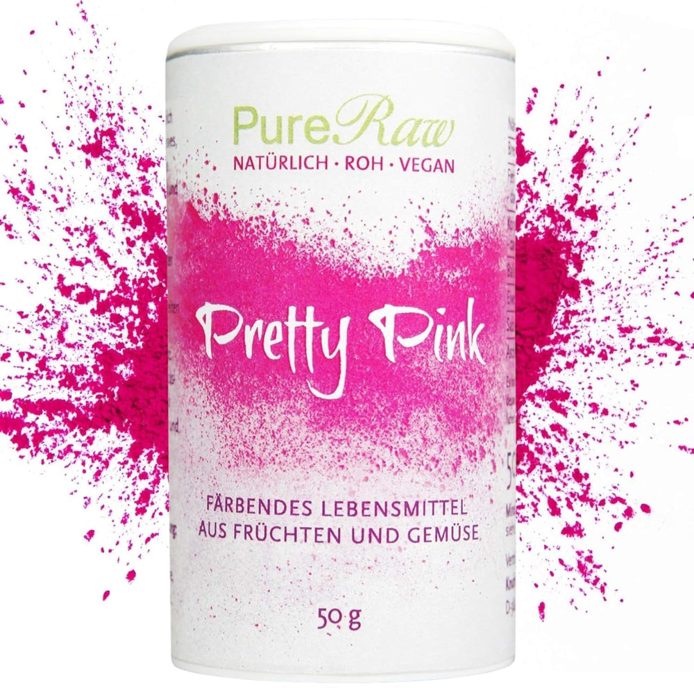 Pretty Pink Natürliche Lebensmittelfarbe Pulver Rosa (Roh Vegan) Pastel Rose Bis Intensiv Rosa-Rot - Essbare Farbe Für Lebensmittel Aus Früchten Und Gemüse - Přírodní potravinářské barvivo | Pureraw 5G Naty Shop 50 G (1Er Pack) Růžová