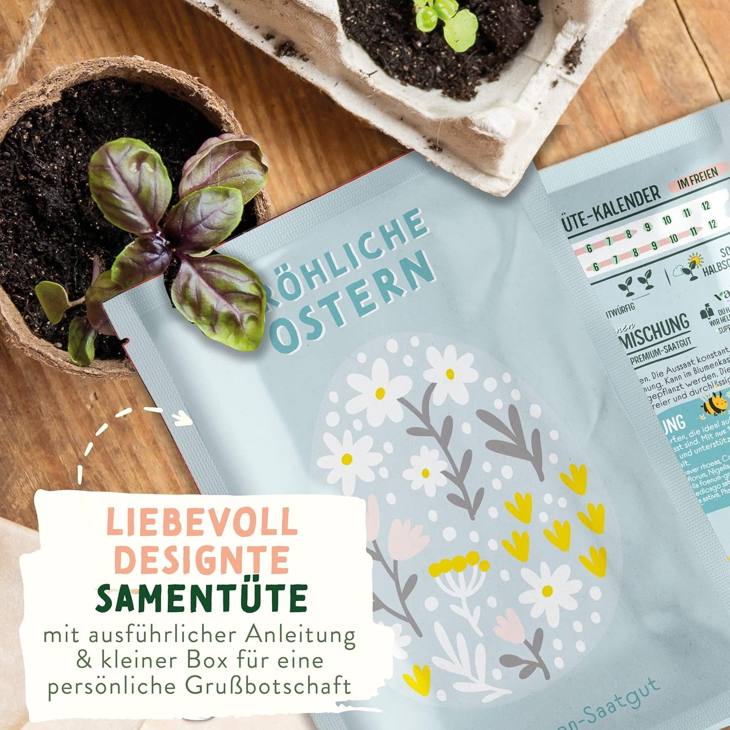 Wildflower luční semena | Velikonoční dárek semena květin, semena velikonoční trávy | Velikonoční květinová semínka a velikonoční dárky pro děti | Semena divokých květů | Balíčky semen pro divokou louku