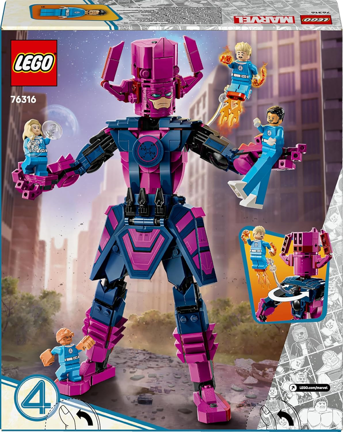LEGO ǀ Marvel Fantastic Four vs. Galactus Baufigur - Bauset mit Superhelden - Spielset mit The Thing, Invisible Woman und Human Torch - Kreatives Geschenk für Jungen und Mädchen - 76316