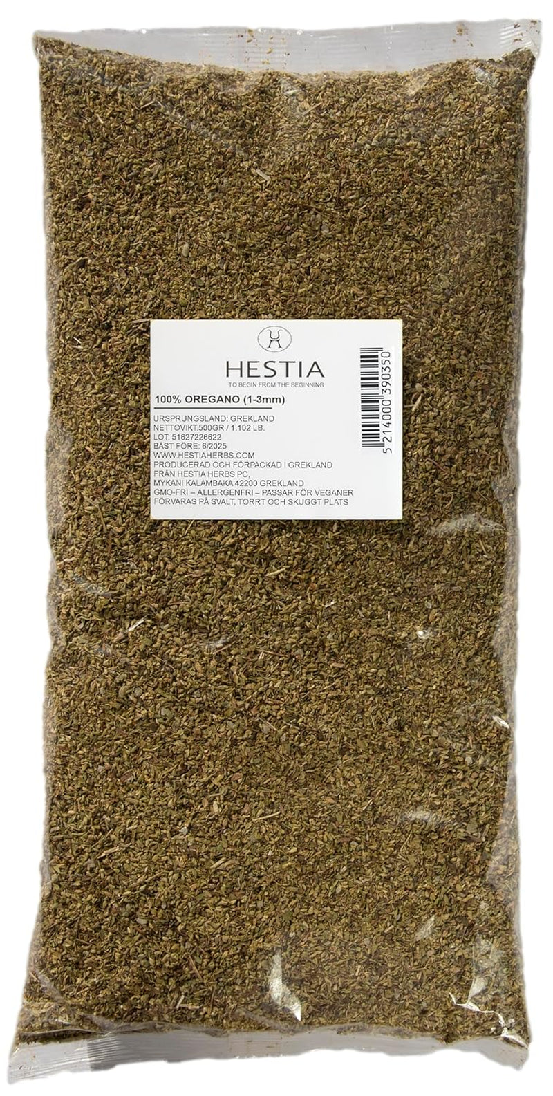 Hestia Herbs Griechischer getrechtenter Oregano 500 g, Allergenfrei – Vegan – GVO-frei