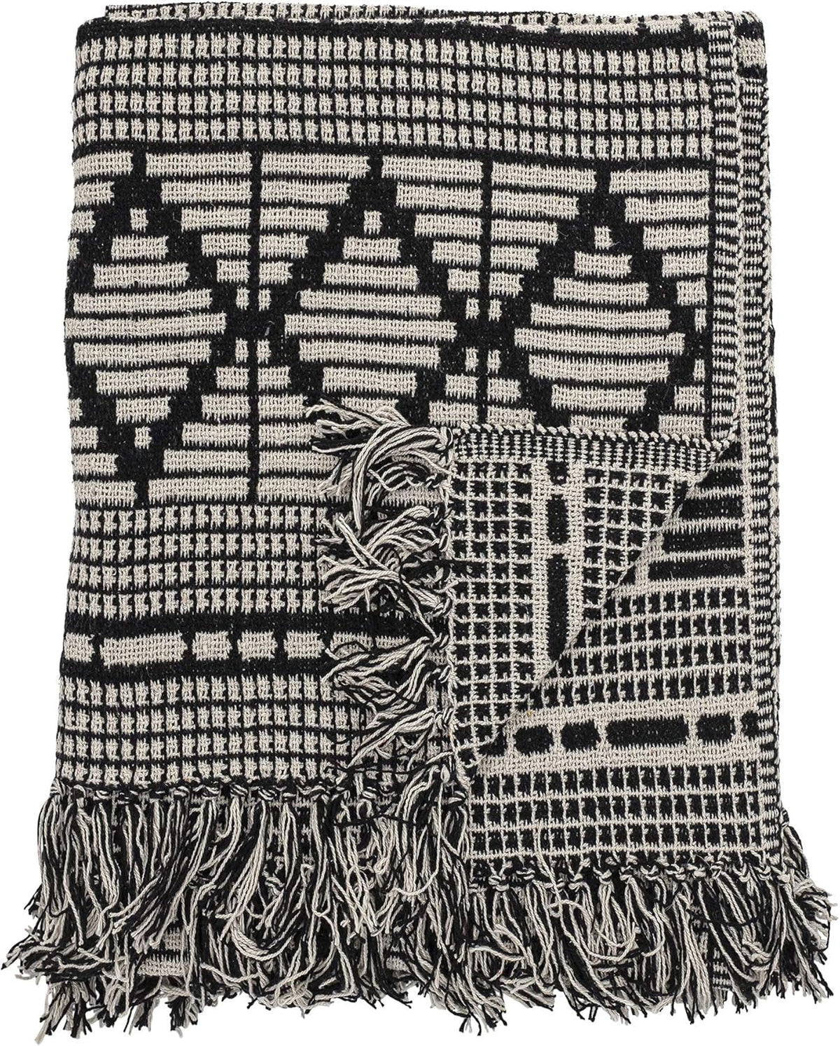 Bloomingville přehoz, černý, bavlna, 160 cm Bloomingville Postele a deky černá 160 cm