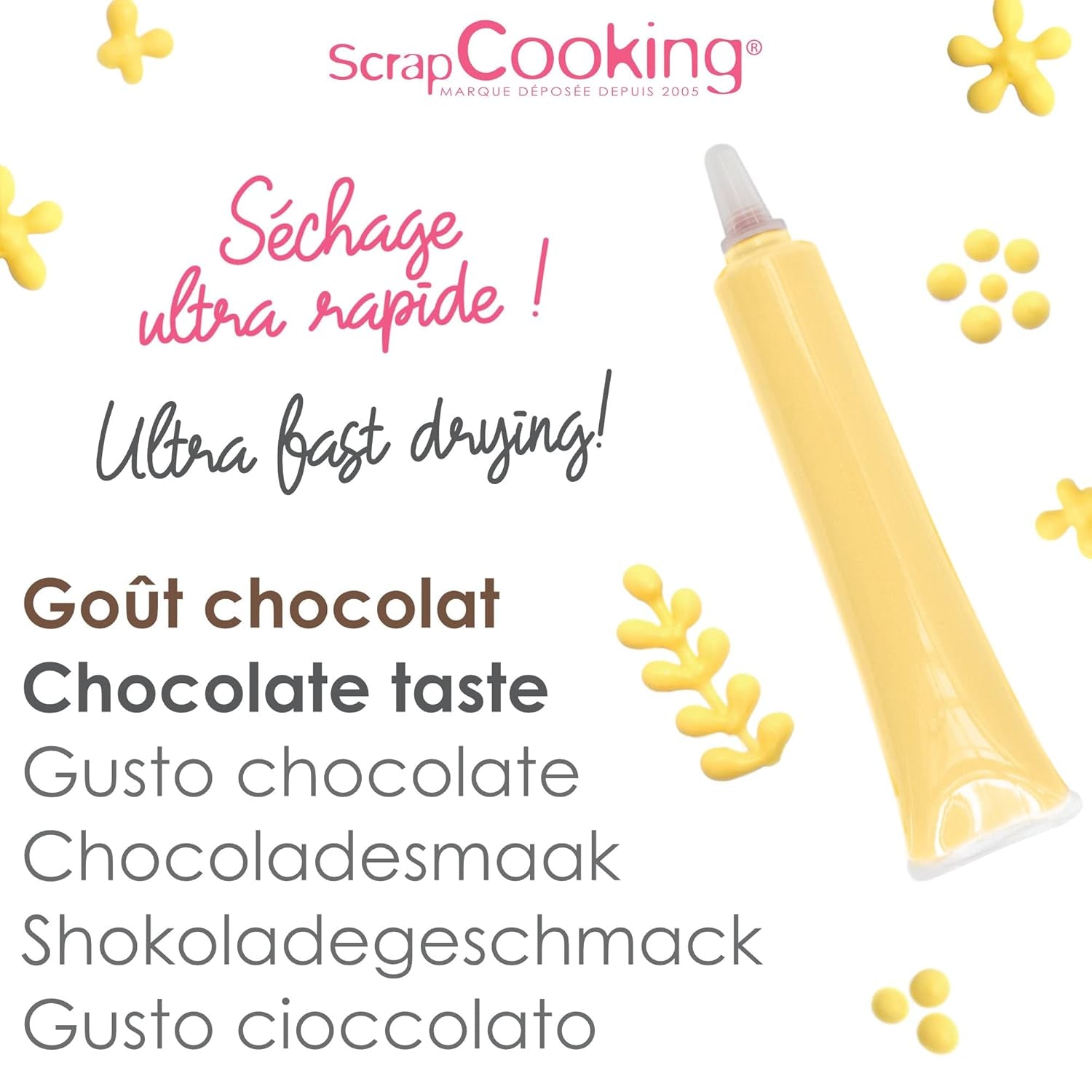 Scrapcooking - Pix Pastel Galben cu Zahăr - Zahăr cu Scriere Galben 25g - Pix Decorativ Comestibil cu Zahăr - Scriere și Desen - Etichetare Fondant, Glazură, Prăjituri - 6804
