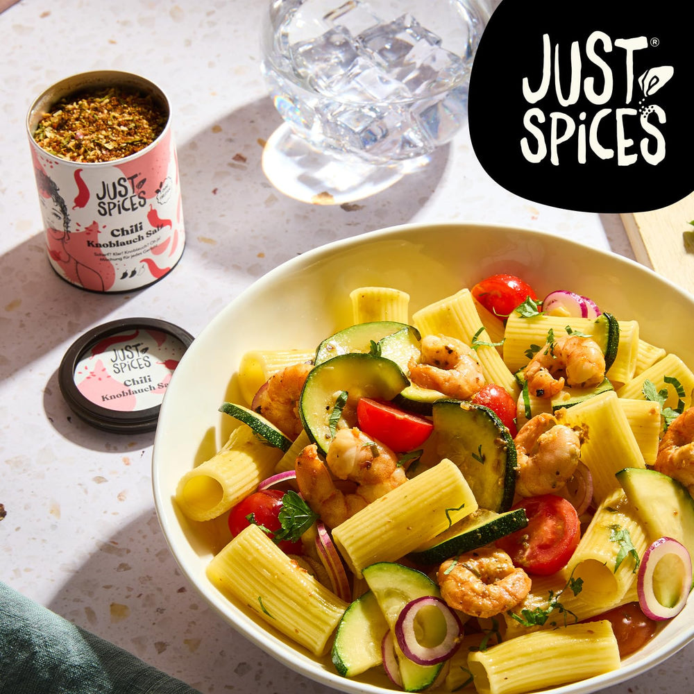 Just Spices Chilli česneková sůl I Gewürzmix, der zu allen Gerichten schmeckt I Gewürzdose, 55 g