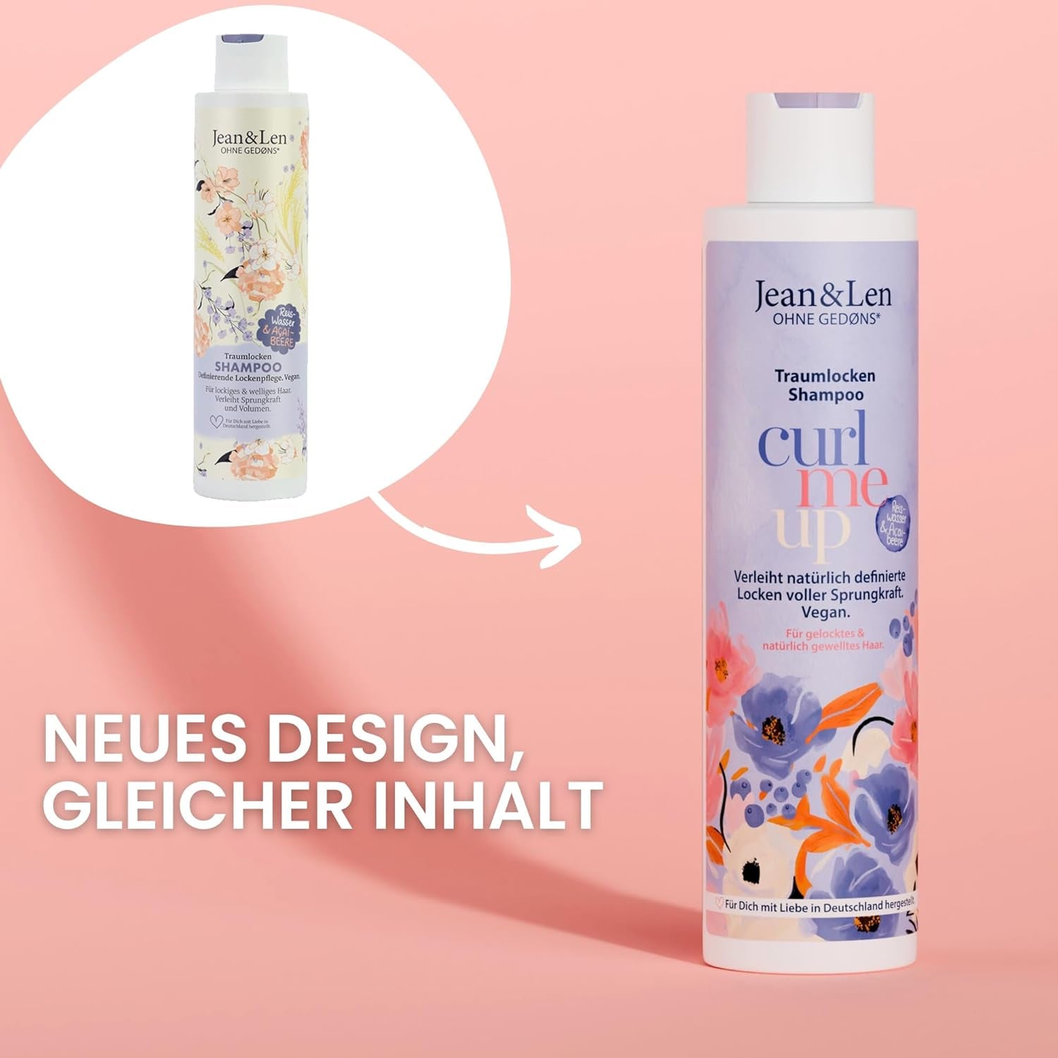 Jean & Len Dream Curls Shampoo Rice Water & Açai Berry, pro kudrnaté a vlnité vlasy, 300 ml Jean & Len