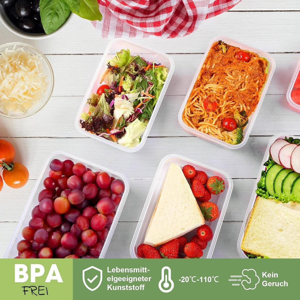 YASHE borcan de depozitare a alimentelor cu capac, set borcan de depozitare din plastic din 12 piese, fără BPA, 100% etanș, stivuibil, transparent Cutii depozitare alimente Naty Shop