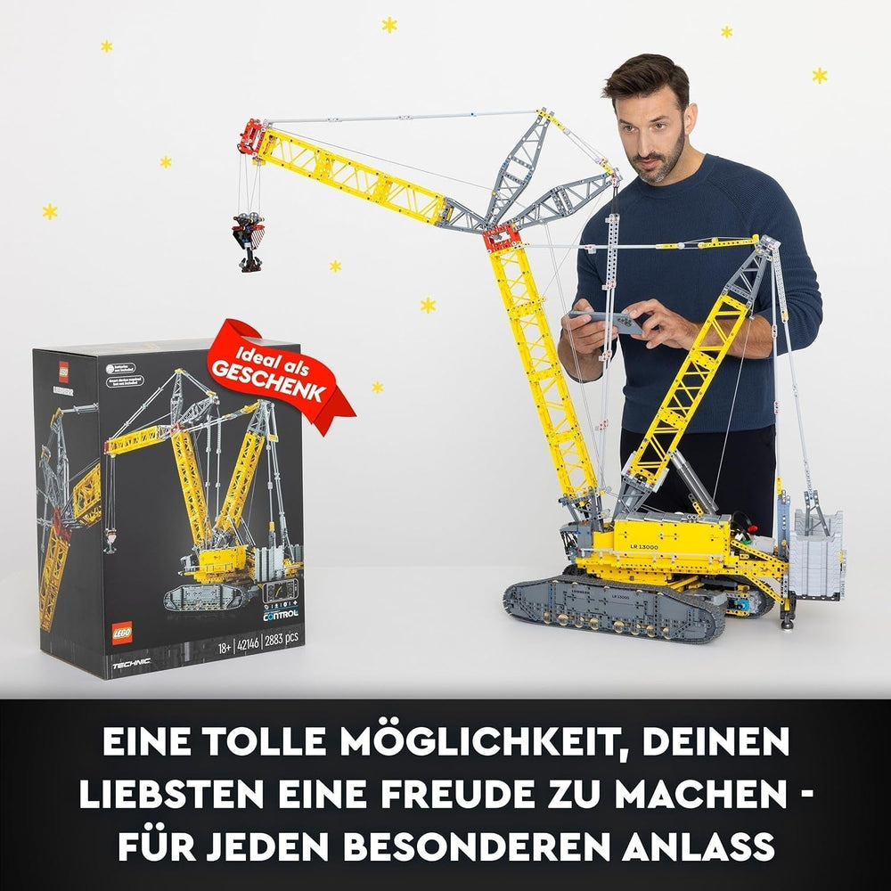 LEGO Technic Liebherr LR 13000 sada pásového jeřábu, Postavte si nejlepší dálkově ovládaný model stavebního vozidla s aplikací Control+, Jeřáb s navijákovým systémem a zvedacím ramenem, Velká modelová sada pro dospělé 42146 Stavebnice Besuche Den LEGO-Store