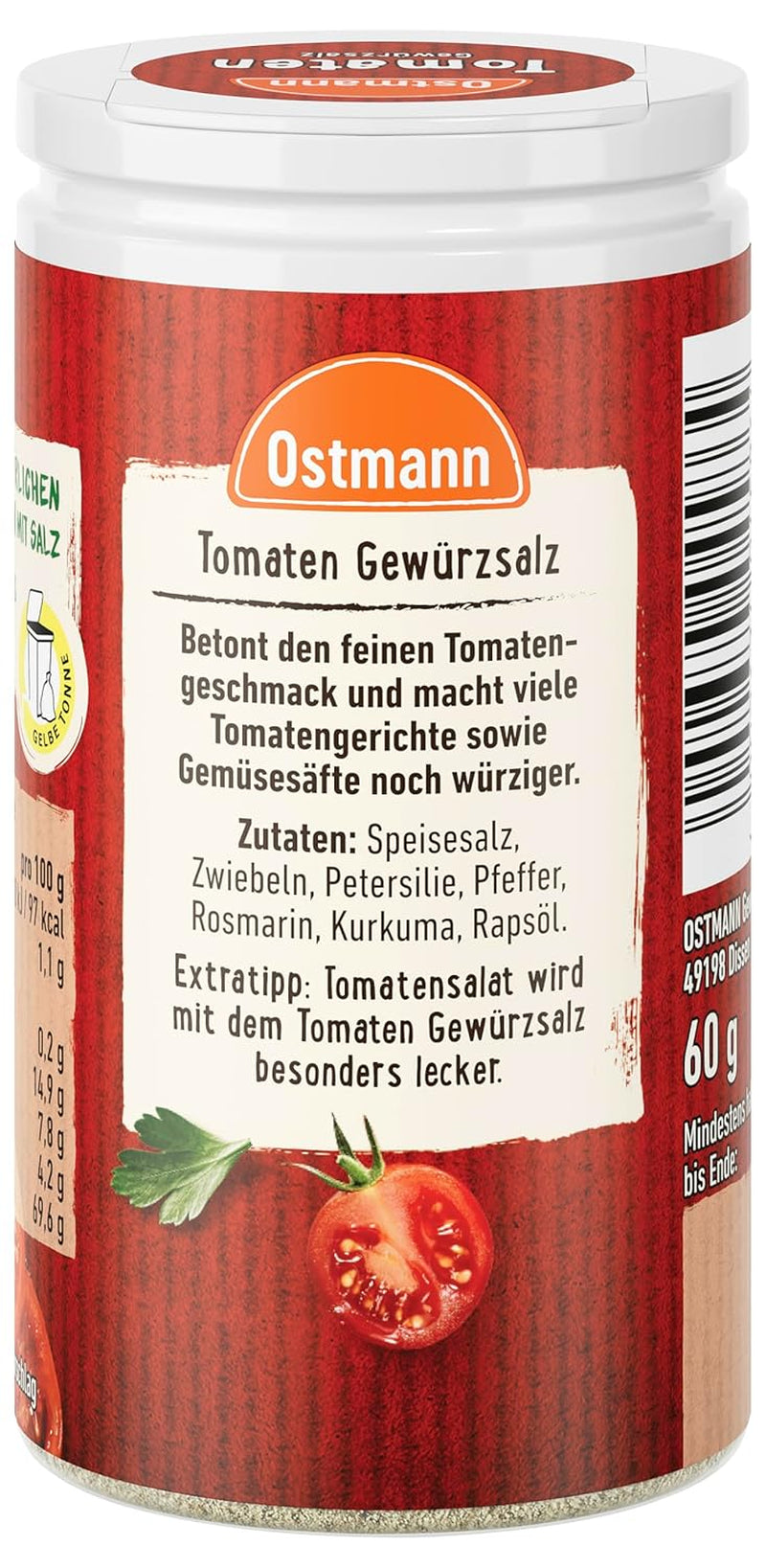Ostmann Gewürze - Tomato Gewürzsalz | Perfektní na dochucení rajčatového salátu a bruschetty 60 g v Der Streudose