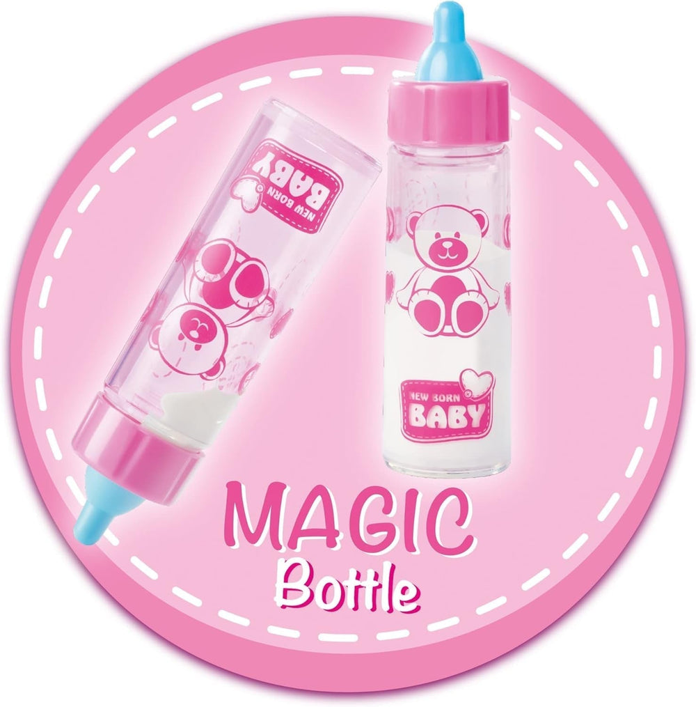 Simba 105562487 - New Born Baby First Nursing Set, manechin, scutec și sticlă de lapte cu conținut care dispare, pentru păpuși de 38-43cm Papusi Naty Shop