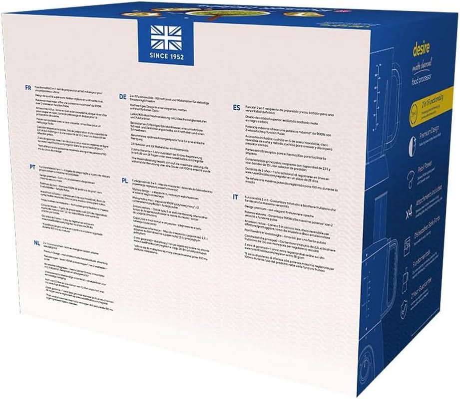 Kuchyňský robot Russell Hobbs [Blender/sekáček na zeleninu/stolní mixér/sekáček/mixér] Kuchyňský robot (hnětení, mixování a krájení), Matte Charcoal Kitchen Naty Shop