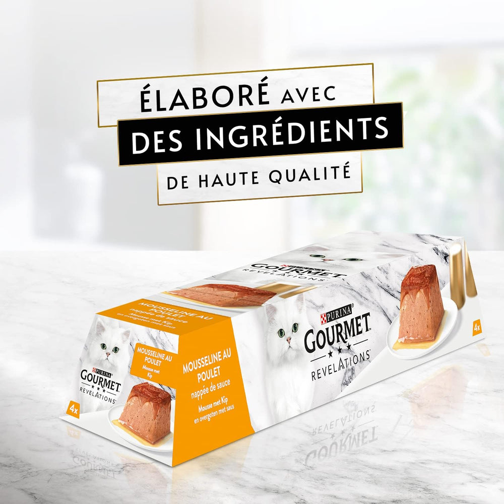 Revelations Musselin mit Huhn mit Sauce | Mahlzeiten für ausgewachsene Katzen | 4 x 57 g