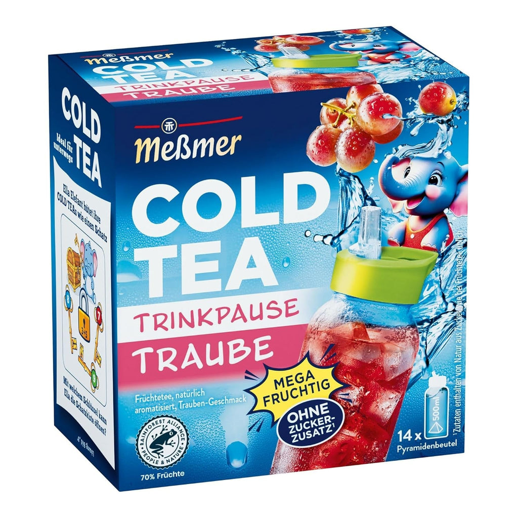 Meßmer Cold Tea Trinkpause Zmeură | Ceai de fructe, aromatizat natural, cu gust de zmeură | Ediție limitată | Pentru infuzie rece | 14 pliculețe piramidale