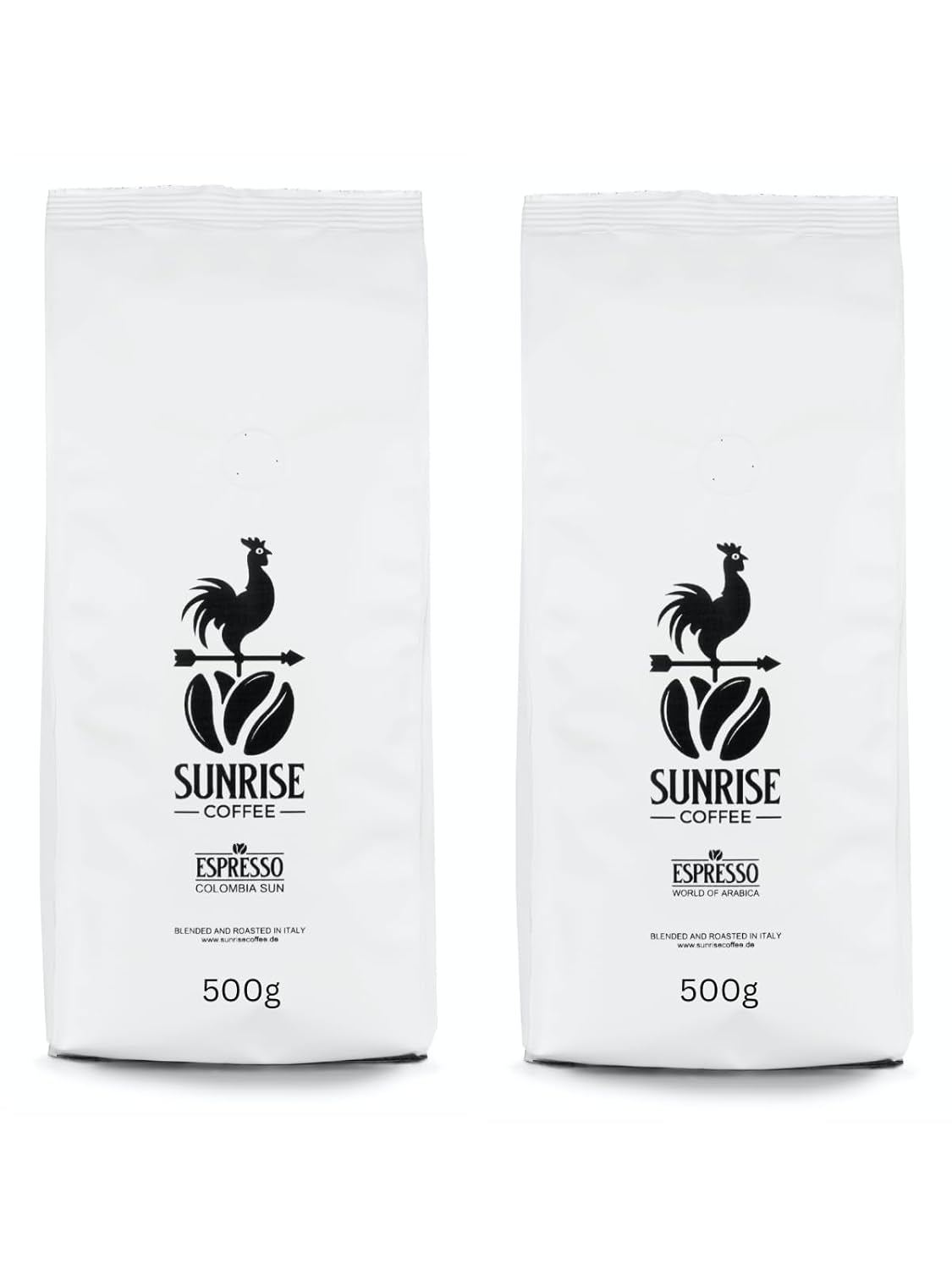 Probierset Espressobohnen 500g Colombia Sun und 500g World of Arabica Ganze Bohnen Geschenk-Set, mittelkräftig geröstet, 1kg
