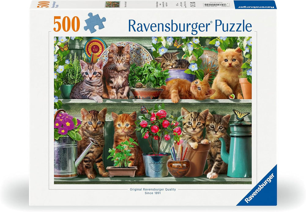 Ravensburger Puzzle 12000205 - Katzen Im Regal - puzzle jigsaw de 500 de piese pentru adulți și copii de peste 10 ani, puzzle animalier cu motiv de pisică Puzzle Naty Shop