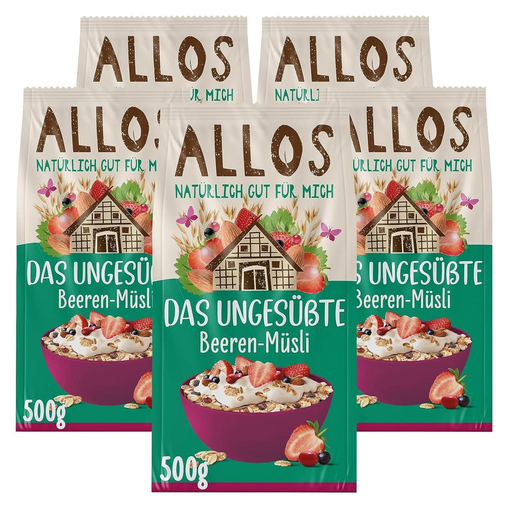 Allos, muesli de fructe de pădure neîndulcit, pachet 5 x 500 grame Cereale Naty Shop Fructe de pădure