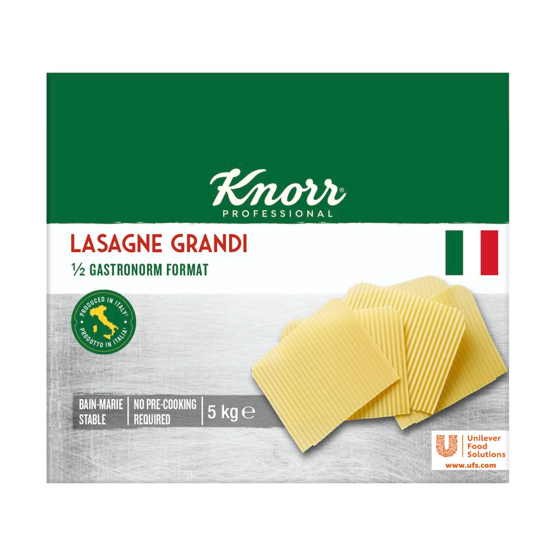 Lasagne Grandi Knorr 1/2 velikost Gastronorm - pláty z vlnitého těsta na těstoviny - velké balení, 5000 g