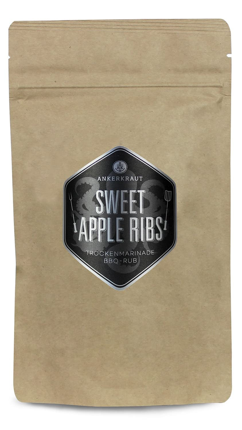 Ankerkraut Sweet Apple Ribs, fruchtige BBQ-Rub Gewürzmischung zum Grillen von Spare-Ribs und Schwein, 240 g im Streuer