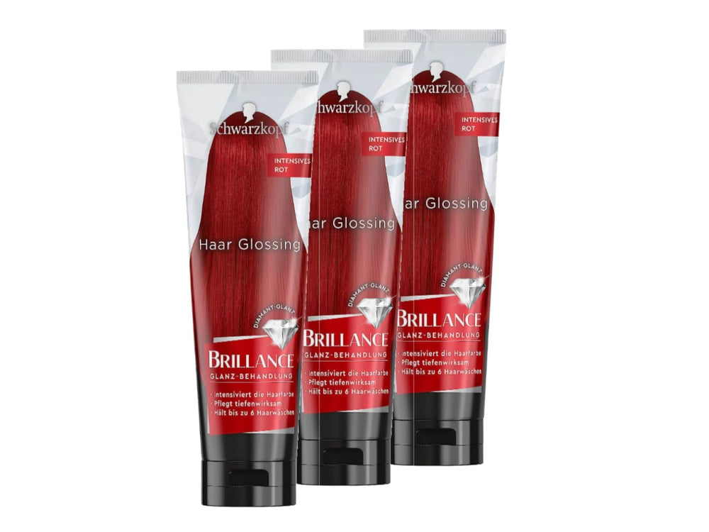 Brillance Shine Treatment, Hair Glossing Radiant Violet (150 ml), hrănește și intensifică culoarea părului, poate fi folosit ca o mască de păr, durează până la 6 spălări ale părului Vopsea pentru par Naty Shop Roșu intens 150 ml (pachet de 3)