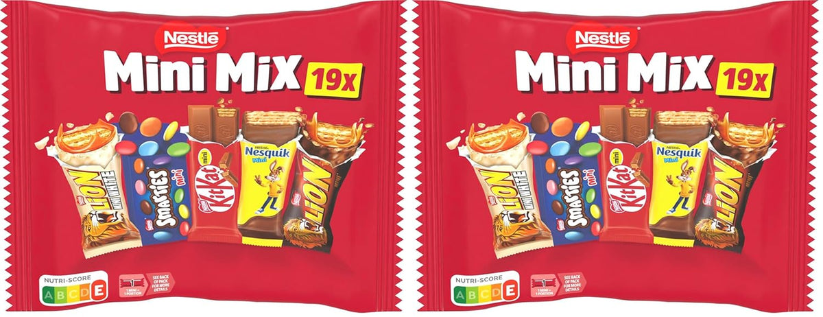 Nestlé Mini Mix čokoládové tyčinky, pět lahodných příchutí, 19 tyčinek, balení 2 ks (1 x 321 g)