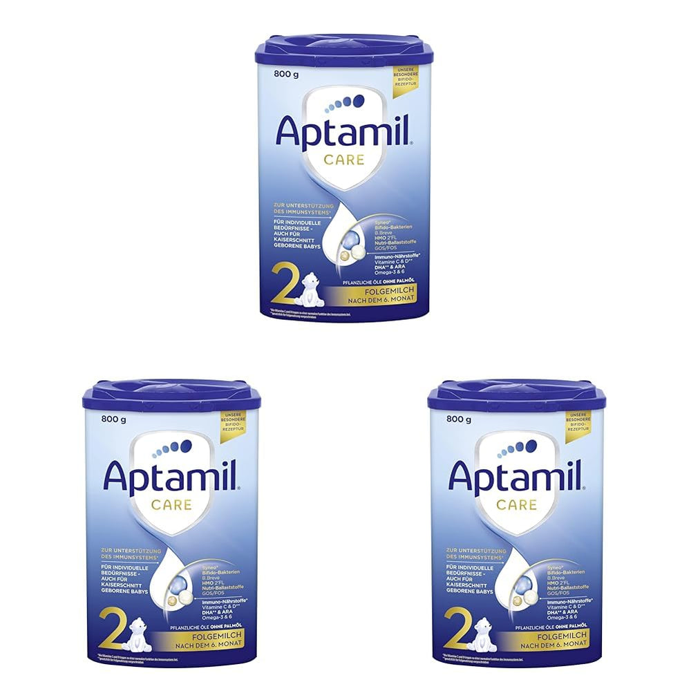 Aptamil Care 2 - Pokračovací mléko po 6 měsících, s Omega 3 a 6, DHA a ARA, bez palmového oleje, dětská výživa, sušené mléko, 1 x 800 g (balení 3 ks)