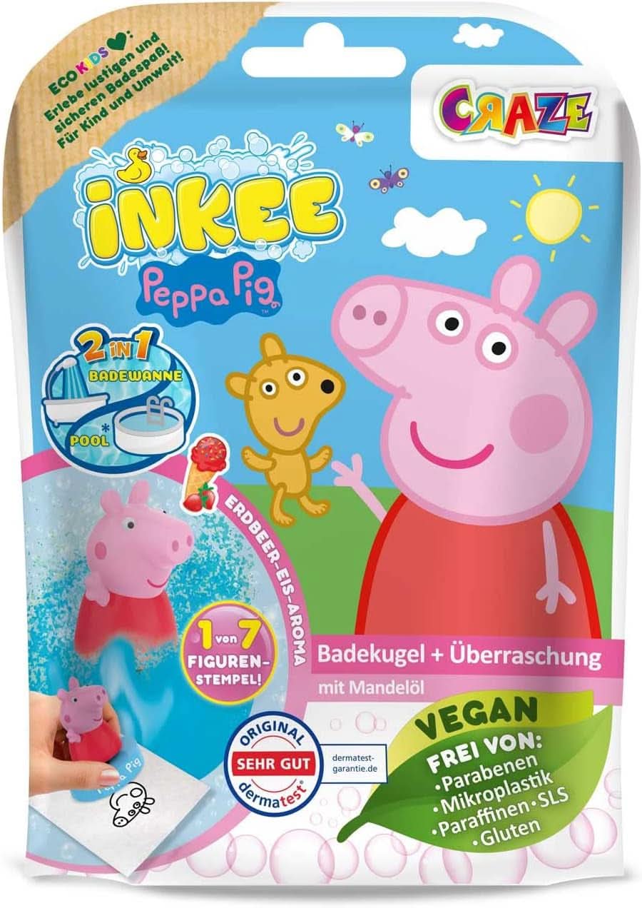 INKEE SURPRISE - Koupelové bomby Peppa Pig pro děti s hračkou Peppa Pig překvapením do vany - přísada do koupele pro děti Mother and Child Naty Shop